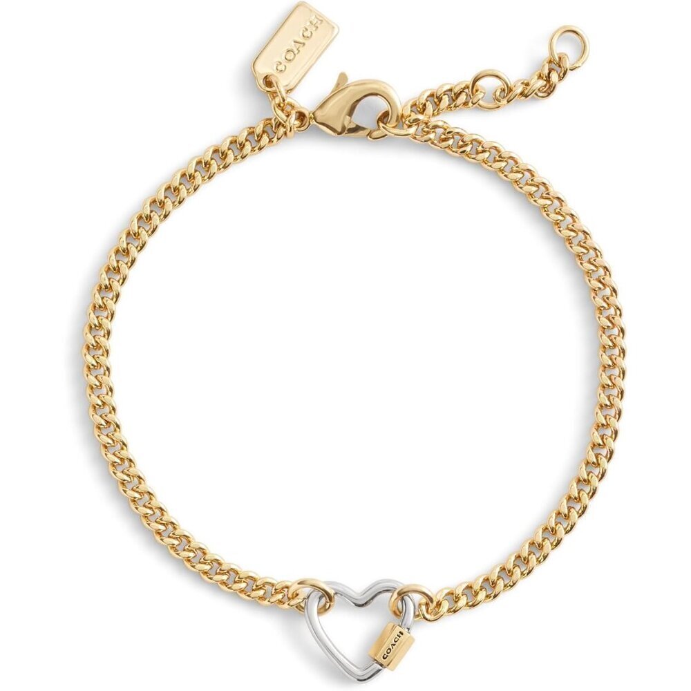 COACH Women's Signature Carabiner Heart Link Bracelet